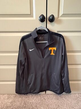 TN Vols Nike Charcoal Jacket with Orange 'T' and checkerboard back